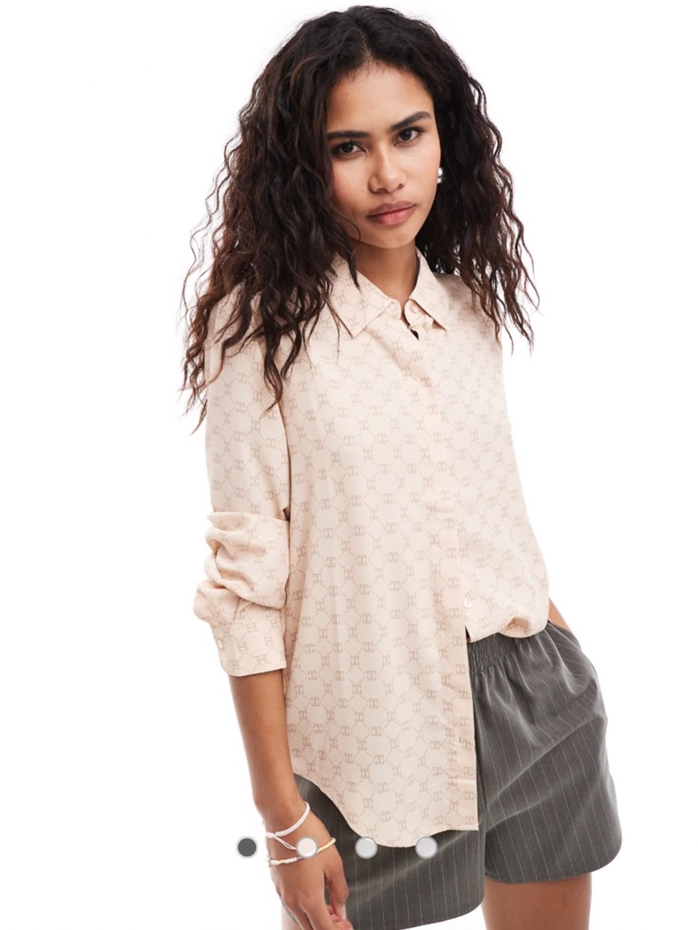 Mango Printed Shirt in Pale Pink